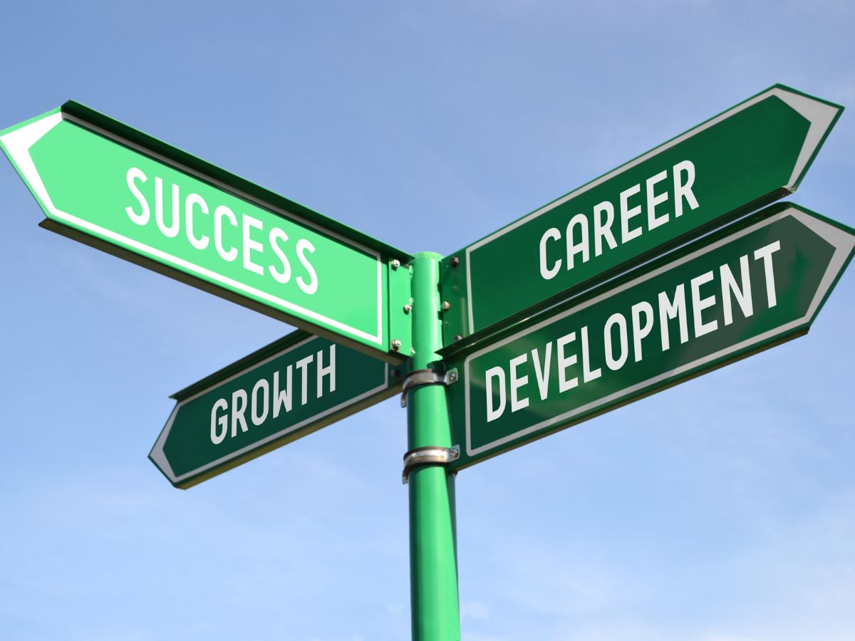 Career path road sign.