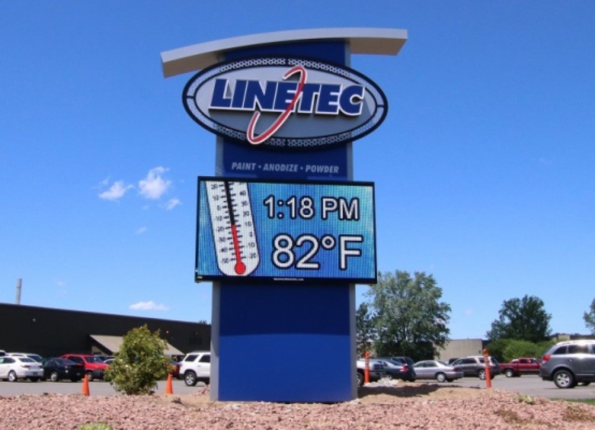 Outdoor commercial sign with digital screen.
