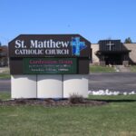 Outdoor sign with digital screen for church.