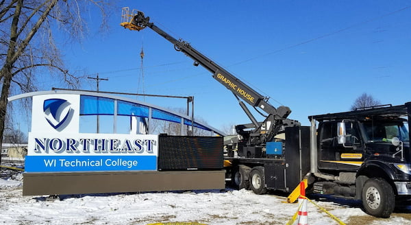 Campus sign installation.