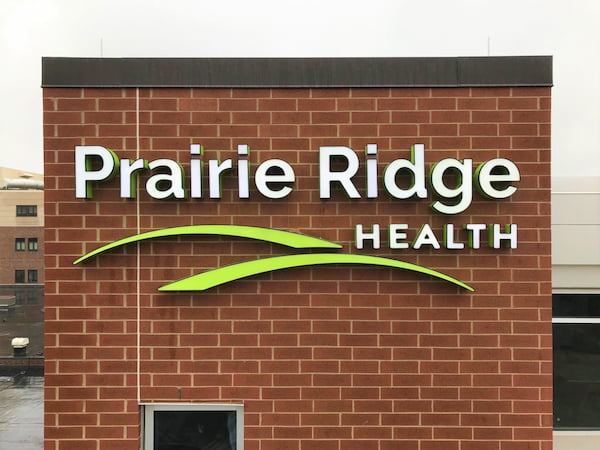 Outdoor building sign for healthcare center.