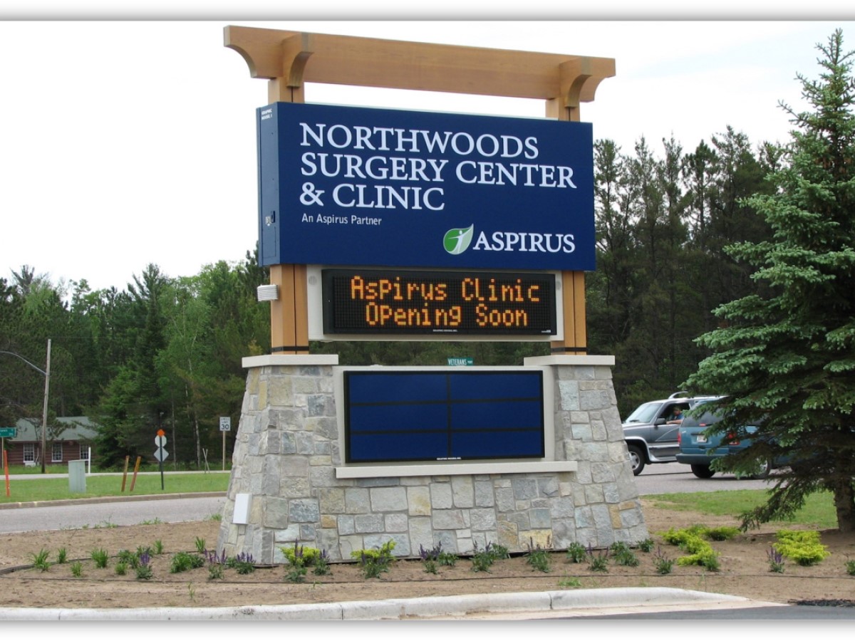 Outdoor monument sign made for Aspirus Hospital